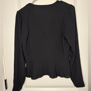 Wilfred Top Size Small Blouse Black Long Sleeves V Neck Button Down